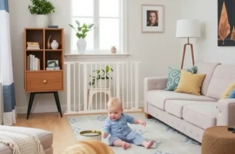 A cheerful family in an apartment, showcasing children playing safely on a soft carpet, with a playful dog, emphasizing a secure and inviting environment.