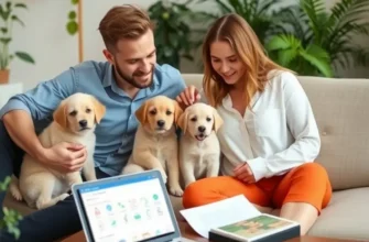 Family enjoying their new pet-friendly apartment with their dog and cat.