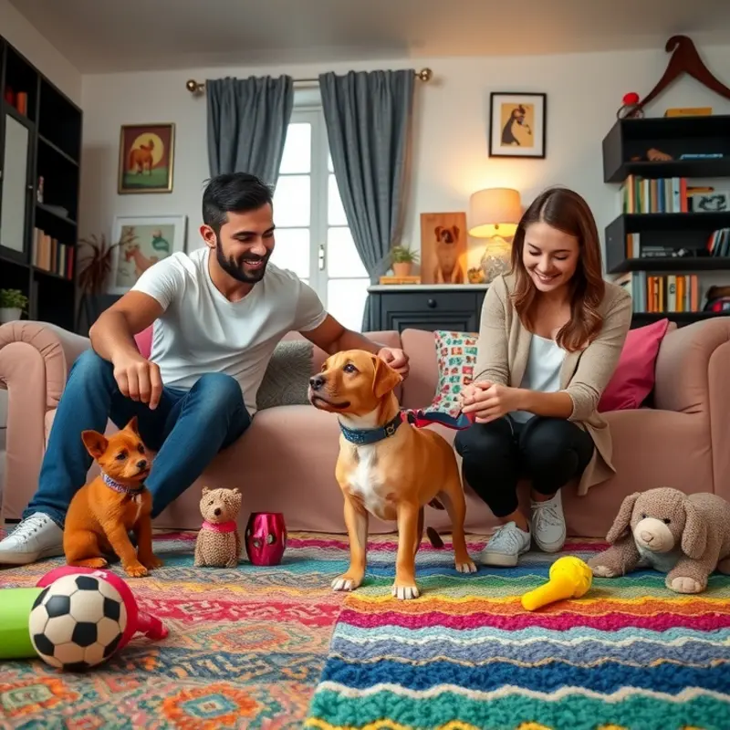 Family-friendly leash training at home.