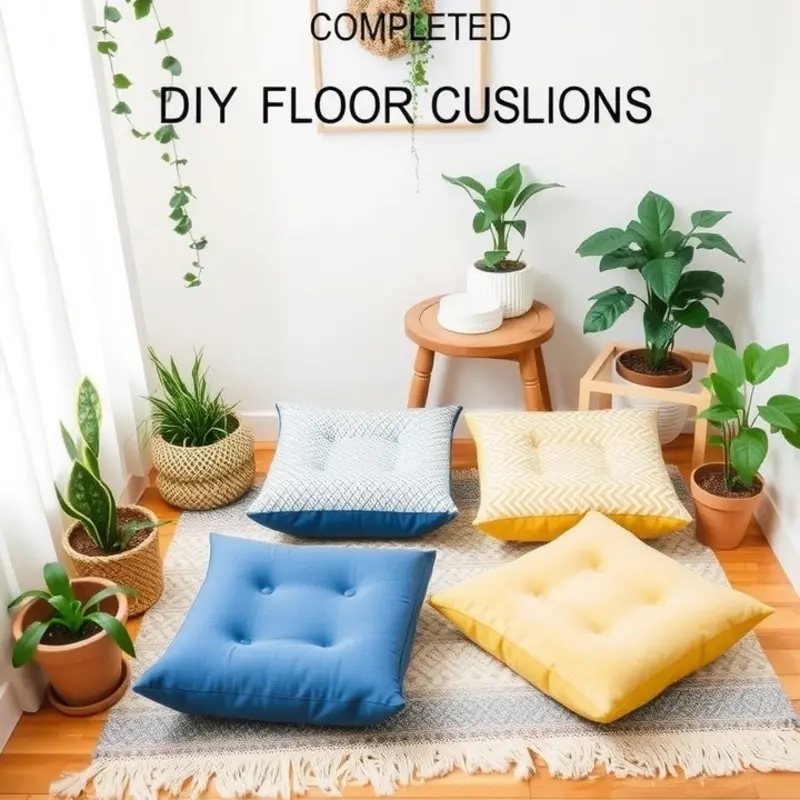 An inspiring DIY workspace with fabric selections and cushion designs.