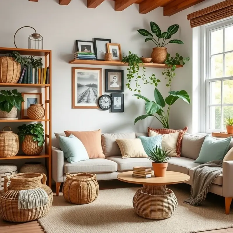 Create an eye-catching gallery wall with removable wallpaper and art prints.