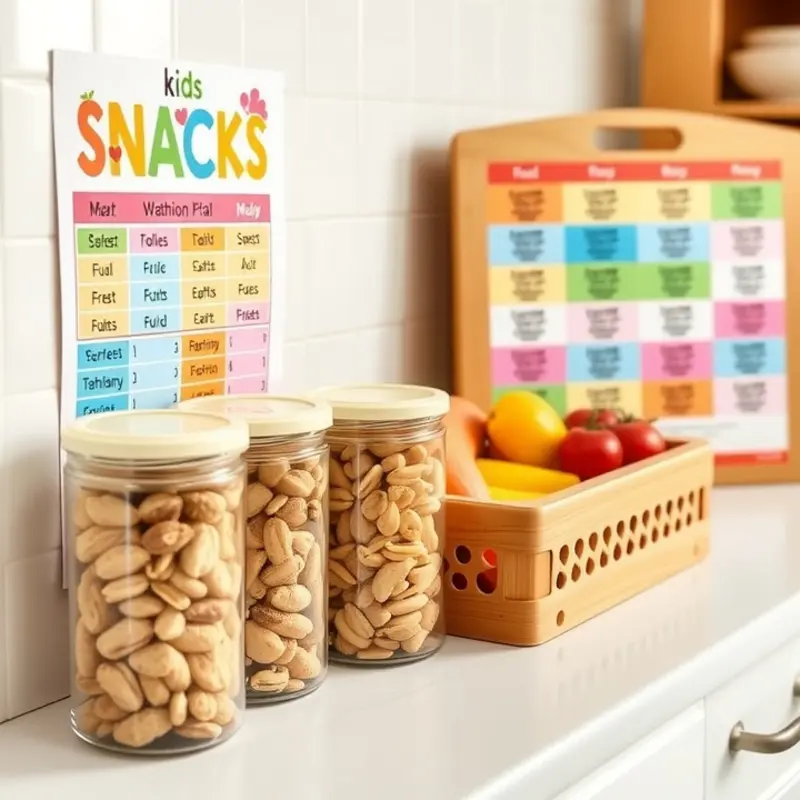 Creative snack storage in a compact kitchen.