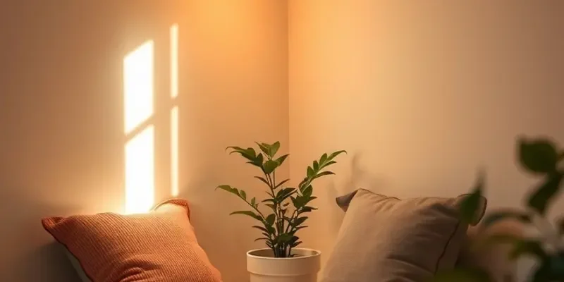 A bright meditation space filled with cushions and candles in a sunlit room, ideal for relaxation.