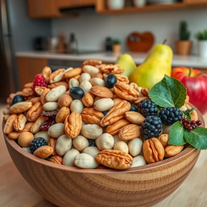 An energizing and colorful nut and fruit mix ready to be enjoyed.