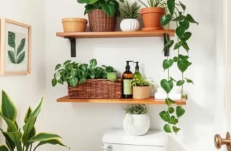 A stylish bathroom setting demonstrating effective storage solutions.
