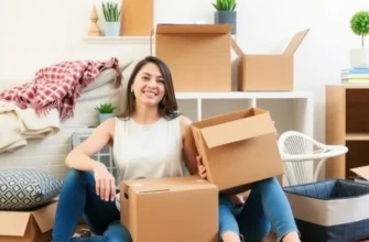 A neatly arranged moving space displaying packed furniture and supplies, indicating preparation for a move.