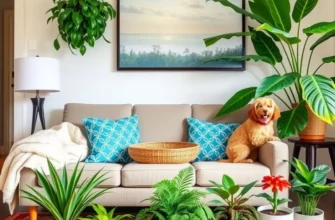 Selection of pet-friendly plants on a balcony in an apartment, showcasing colorful foliage.