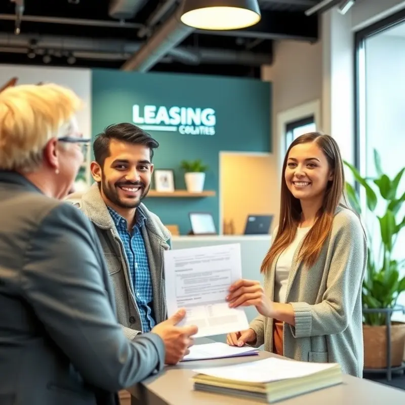 Young people collaborating to understand rental processes post-bankruptcy.