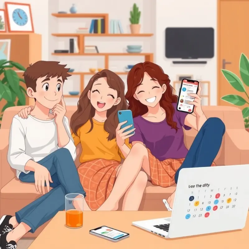 Roommates collaborating on their fun schedule.