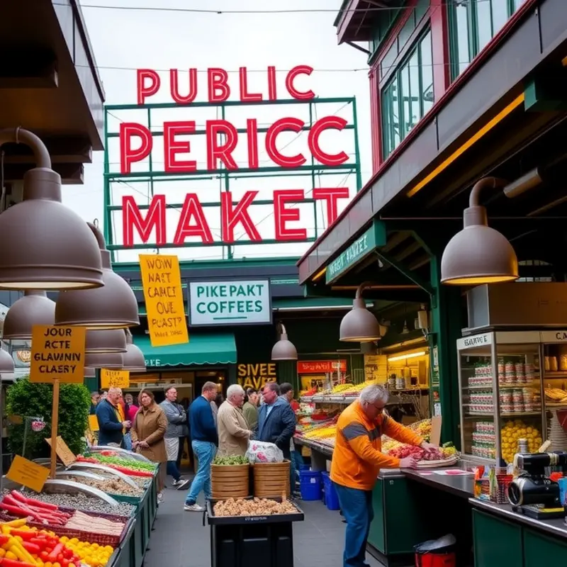 Seattle’s Pike Place Market filled with fresh local produce and seafood.