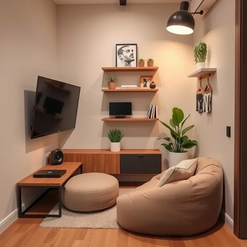 An inviting streaming corner perfect for apartment living.