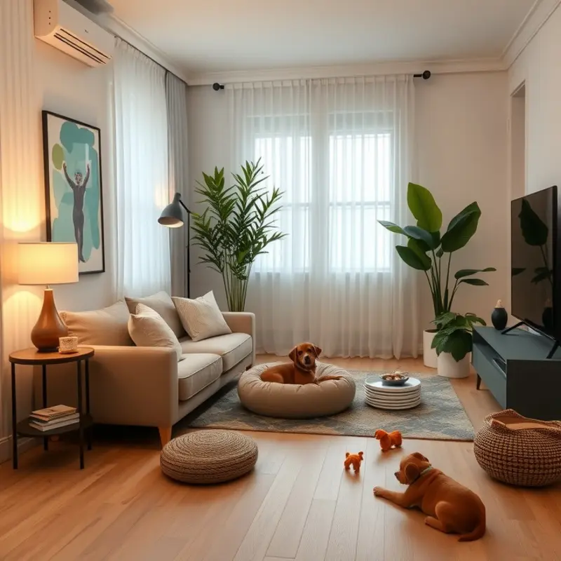 A couple researches pet-friendly apartments, ensuring their furry friend gets the ideal space.