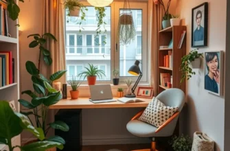 Bright modern apartment with a cheerful workspace setup.