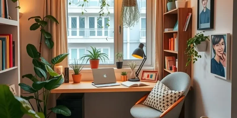 Bright modern apartment with a cheerful workspace setup.