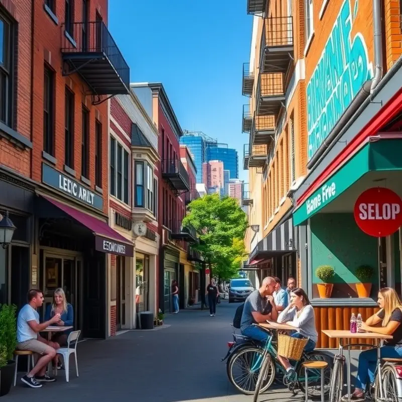 A vibrant urban neighborhood filled with life and culture.