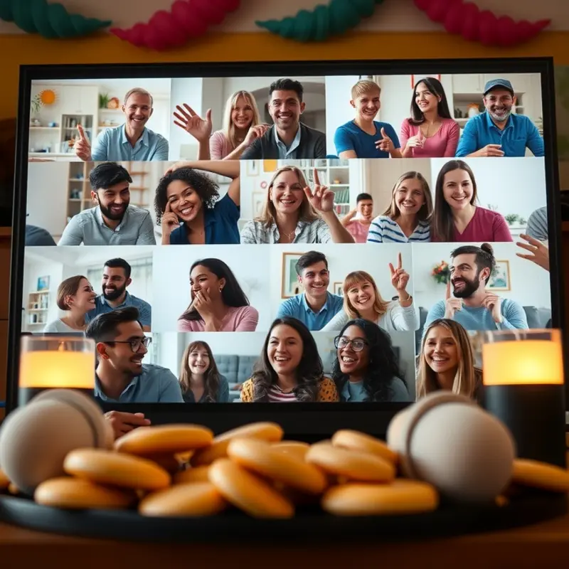 A lively virtual game night among friends, full of laughter and competitive spirit.