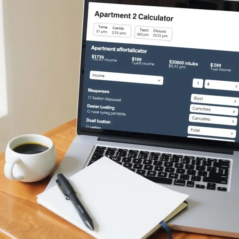 An interactive apartment affordability calculator in use, symbolizing financial planning for rentals.