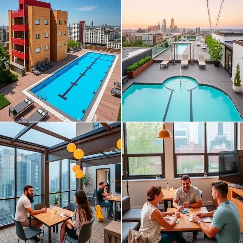 A vibrant showcase of popular apartment amenities for young renters.