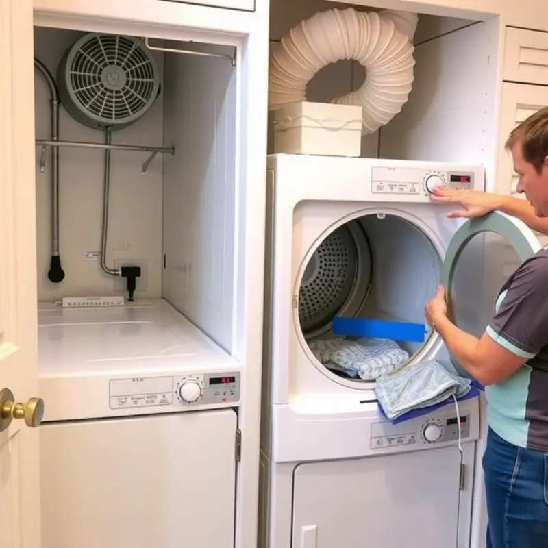 A safe and well-maintained apartment laundry area with a focus on dryer safety.