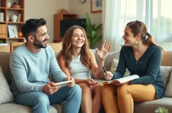 A cozy apartment common area depicting a friendly living atmosphere among roommates.