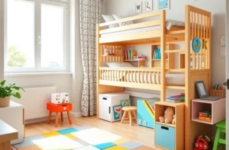 Bright and cozy kids' room decorated with playful themes in an apartment.