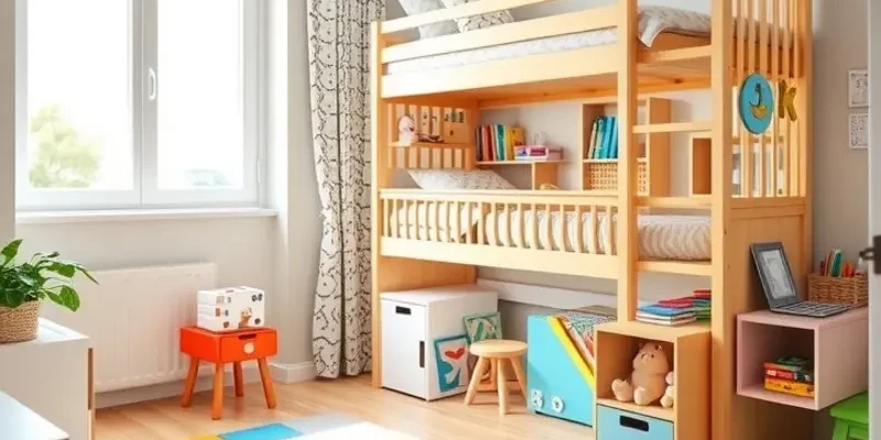 Bright and cozy kids' room decorated with playful themes in an apartment.