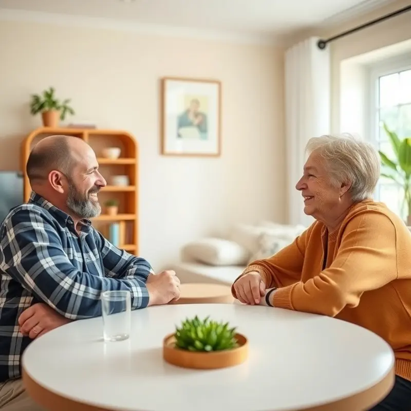Couple reviewing their lease agreement at home.
