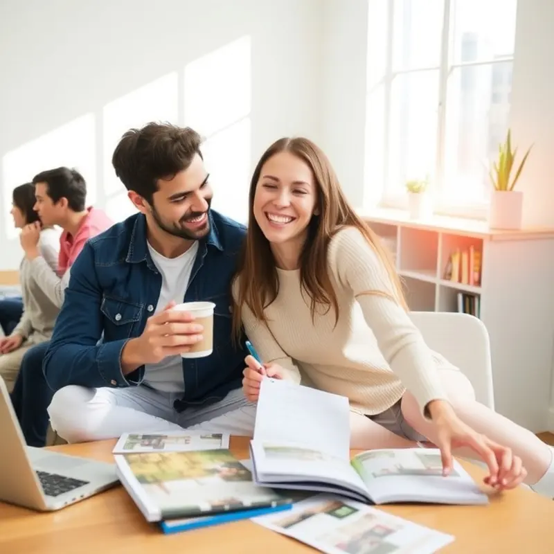 A couple engaged in open discussion while apartment hunting.