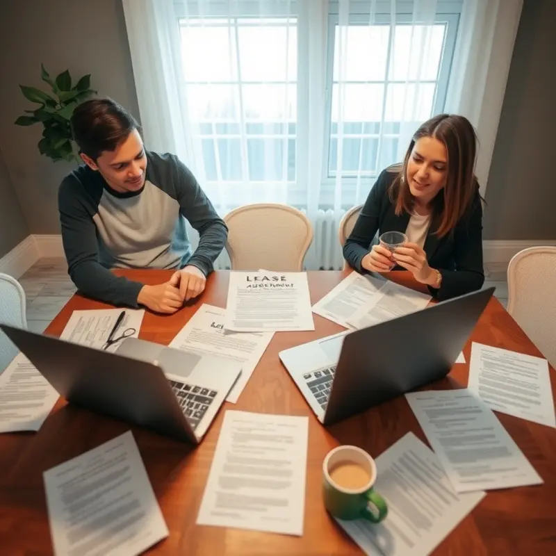 A couple discusses their lease while understanding their privacy rights.