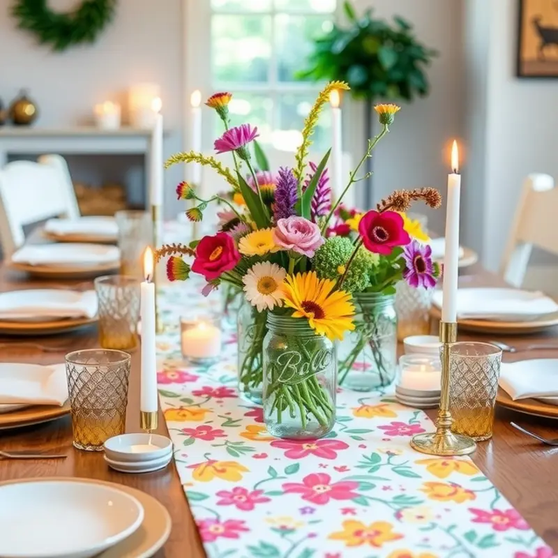 A vibrant DIY centerpiece enhances your apartment dining experience.