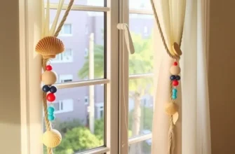 A bright living room featuring diverse DIY curtain tiebacks, highlighting home personalization.
