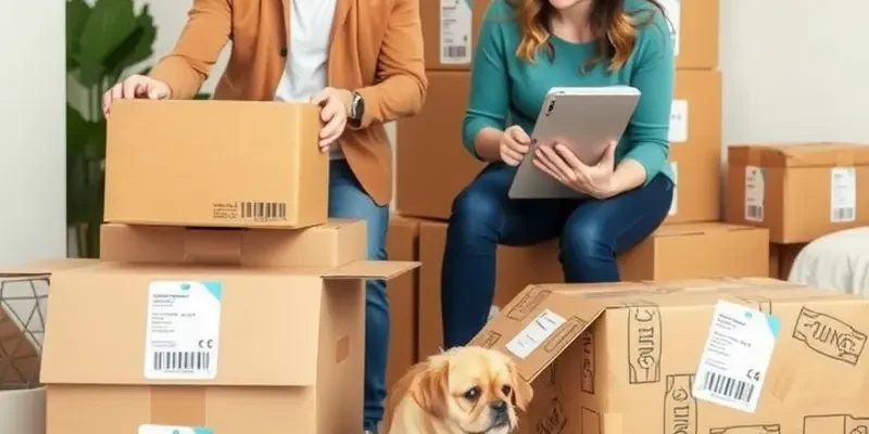 A happy family in their new living room, surrounded by unpacked boxes, celebrating their move.