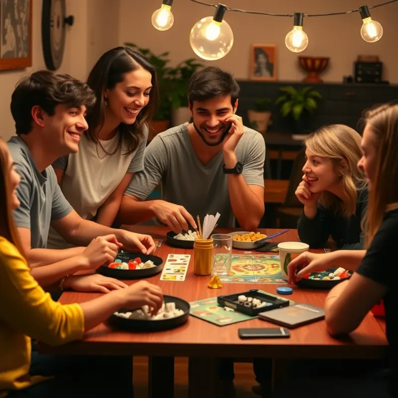 Roommates enjoying a lively game night filled with laughter and friendly competition.