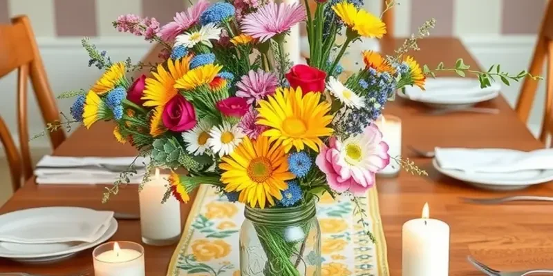 A cozy dining space showcasing creative DIY table settings with warm lighting.