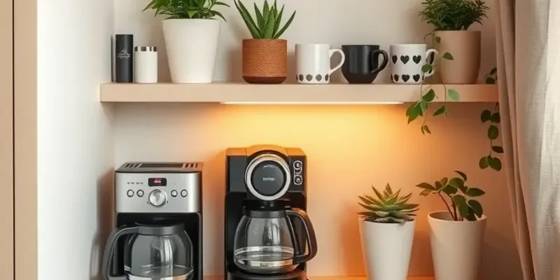 A cheerful scene in an apartment kitchen with people enjoying their coffee together.