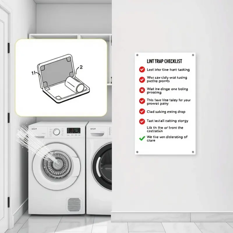 A safe and well-maintained apartment laundry area with a focus on dryer safety.