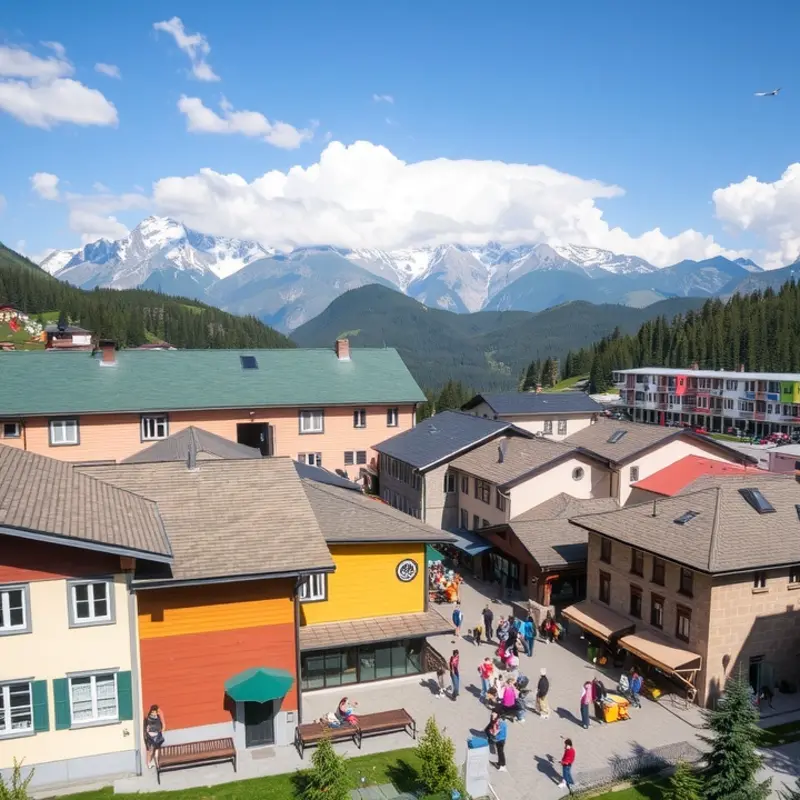 Vibrant mountain towns offer diverse rental options and stunning views.