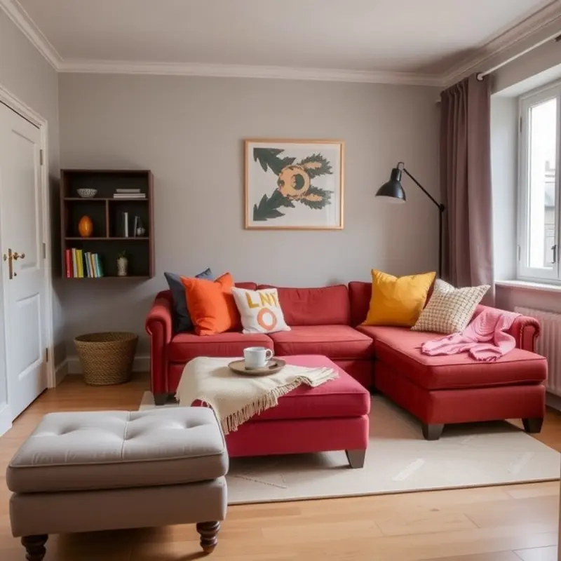 Bright and personalized living area showcasing removable wall accents.
