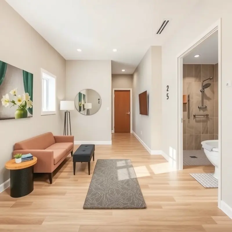 An open floor plan providing ample space for movement and accessibility.