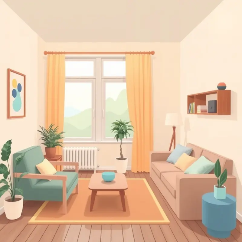 An illustration showing a serene apartment interior, emphasizing the importance of noise reduction.