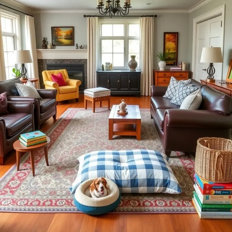 Stylish living room featuring durable, pet-friendly materials.