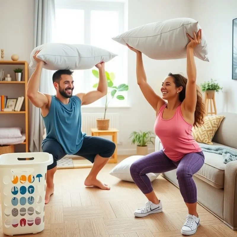 A lively family enjoying a fun cardio workout in their apartment living room.