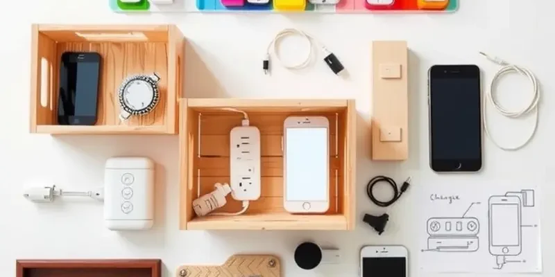 Stylishly decorated apartment space showcasing a DIY charging station.