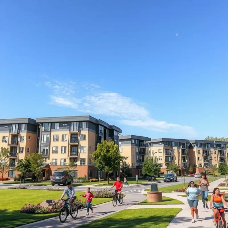 A vibrant suburban neighborhood showcasing a community-focused lifestyle.