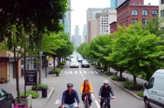 A vibrant street scene with people of various backgrounds riding bicycles, symbolizing community and inclusivity.