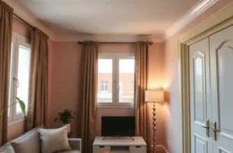 Comfortable and safe apartment with natural light, featuring modern decor and safety elements.