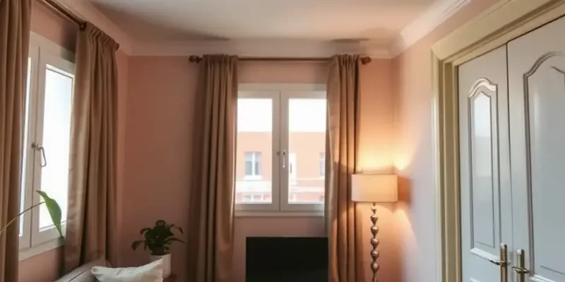 Comfortable and safe apartment with natural light, featuring modern decor and safety elements.