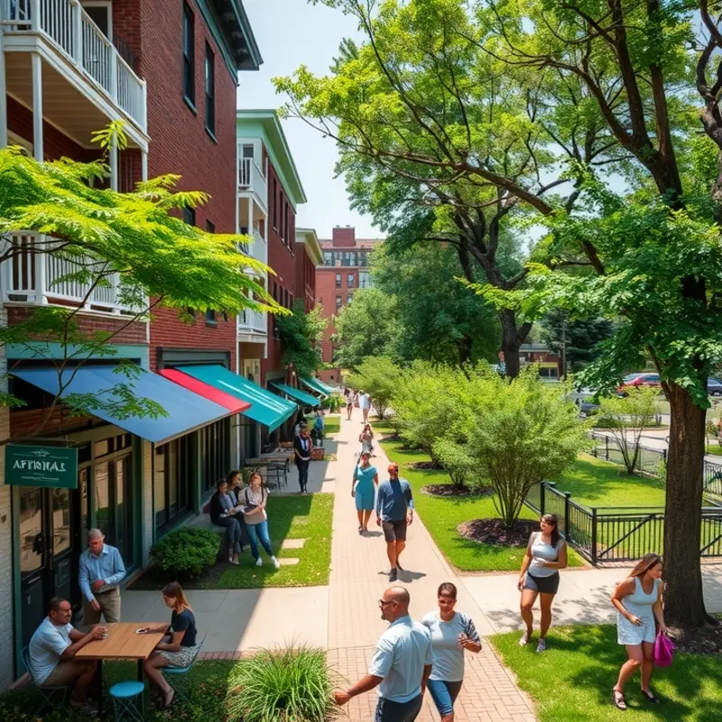 Fitness enthusiasts enjoy outdoor activities in a blossoming Atlanta neighborhood.