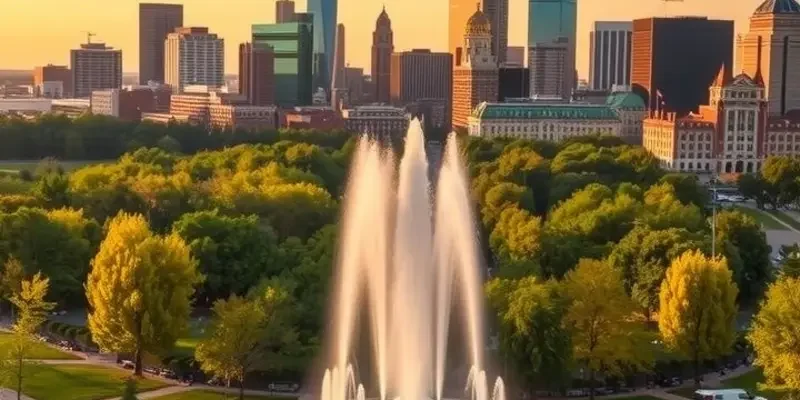 A collage depicting various affordable U.S. cities with diverse living spaces and landmarks.