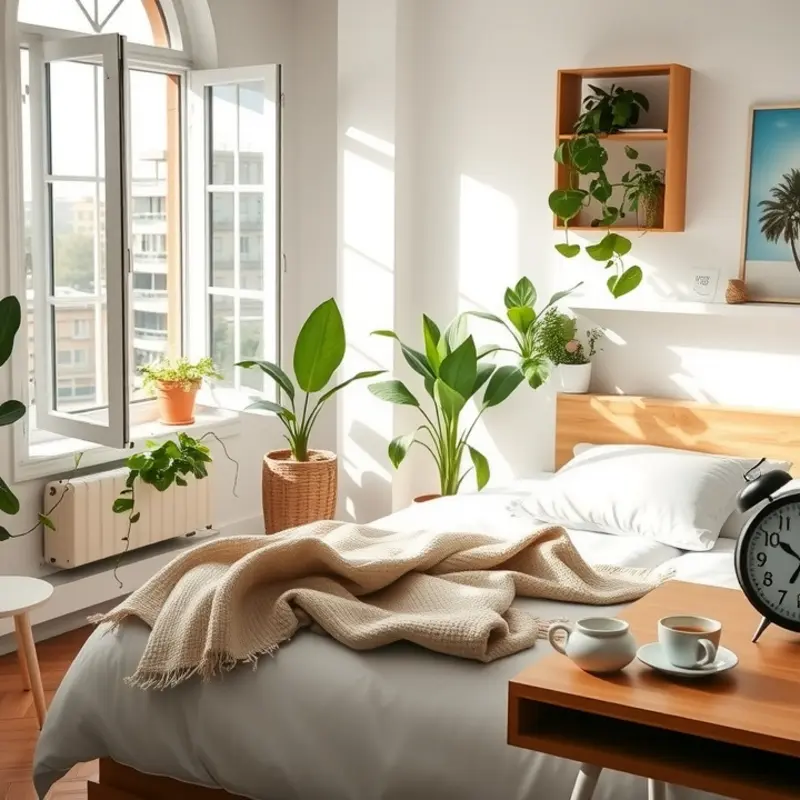 A cheerful and cozy bedroom ideal for a bright morning start.